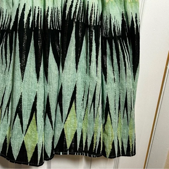 Free People XS Boho Halter Mini Dress Green Abstract Print Smocked Waist - Picture 12 of 15